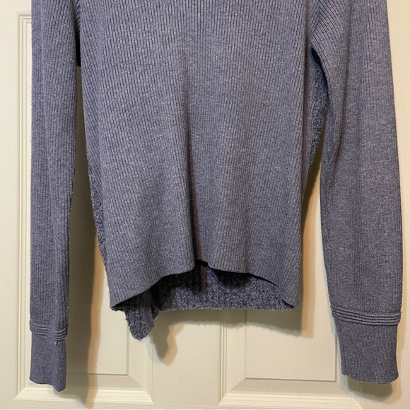 White House Black Market Sweater Wool Mixed Long Sleeves Cozy Gray Zip Up L - Picture 3 of 9